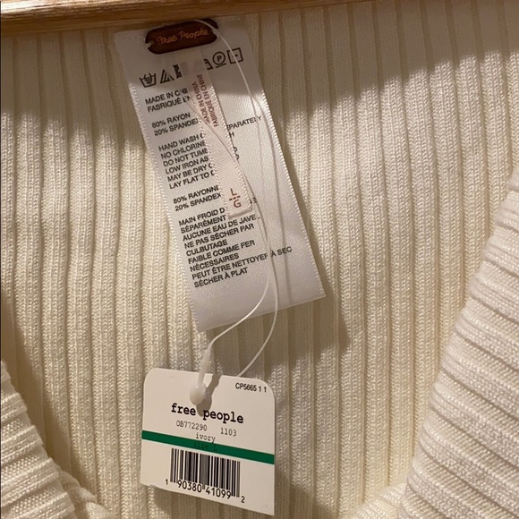 Free People Too Good Bodysuit Ribbed Knit in Ivory White size L - Picture 14 of 15